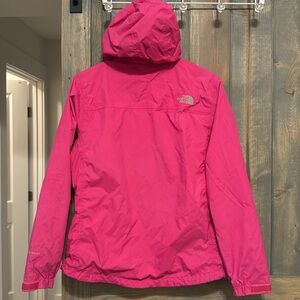 The north face rain coat hot pink size small